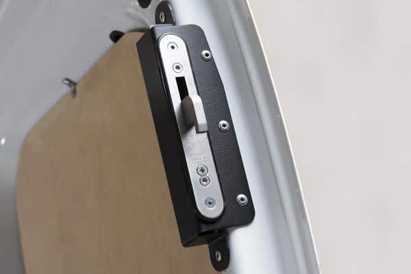 Hook lock fitted to a van door